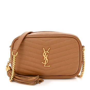SAINT LAURENT Grain De Poudre Matelasse Monogram Mini Lou Camera Bag Dark Natural SAINT LAURENT Grain De Poudre Matelasse Monogram Mini Lou Camera Bag Dark Natural