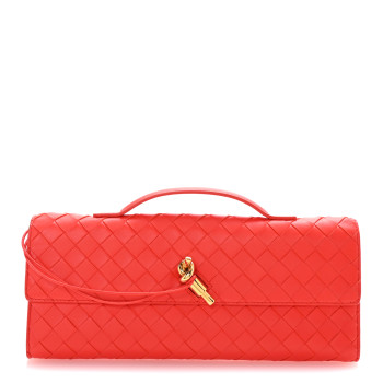 BOTTEGA VENETA Nappa Intrecciato Long Andiamo Top Handle Clutch Cherry Tomato BOTTEGA VENETA Nappa Intrecciato Long Andiamo Top Handle Clutch Cherry Tomato