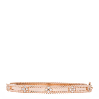 VAN CLEEF & ARPELS 18K Rose Gold Diamond Perlee Sweet Clovers Bracelet L