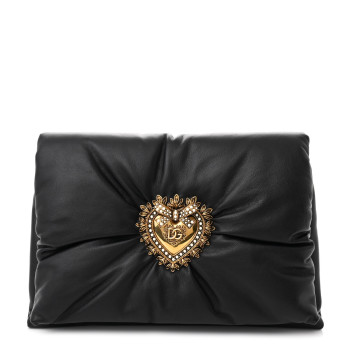 DOLCE & GABBANA DOLCE GABBANA Calfskin Devotion Clutch Black DOLCE & GABBANA DOLCE GABBANA Calfskin Devotion Clutch Black