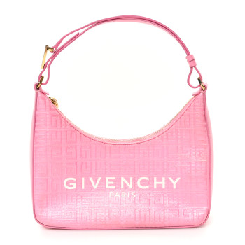 GIVENCHY Coated Canvas Logo 4G Embossed Small Moon Cut Out Shoulder Bag Pink GIVENCHY Coated Canvas Logo 4G Embossed Small Moon Cut Out Shoulder Bag Pink