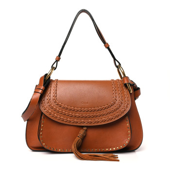 CHLOE Calfskin Braided Medium Hudson Shoulder Bag Caramel CHLOE Calfskin Braided Medium Hudson Shoulder Bag Caramel