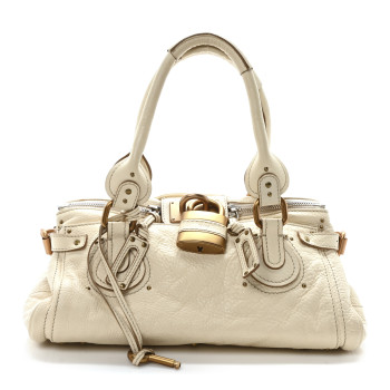 CHLOE Calfskin Medium Paddington Satchel Ivory CHLOE Calfskin Medium Paddington Satchel Ivory