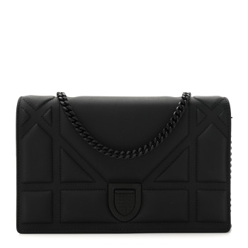 CHRISTIAN DIOR Ultra Matte Calfskin Diorama Wallet on Chain Pouch Black