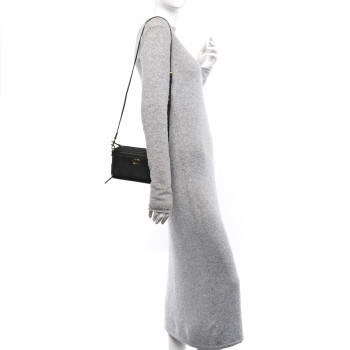 CHRISTIAN DIOR Grained Calfskin Caro Double Pouch Black