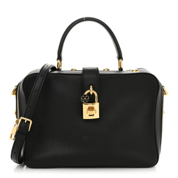 DOLCE & GABBANA Drummed Calfskin Rosaria Shoulder Bag Black DOLCE & GABBANA Drummed Calfskin Rosaria Shoulder Bag Black