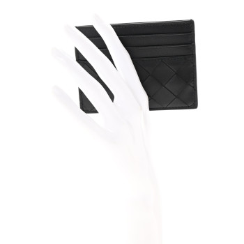 BOTTEGA VENETA Nappa Intrecciato Card Holder Black BOTTEGA VENETA Nappa Intrecciato Card Holder Black