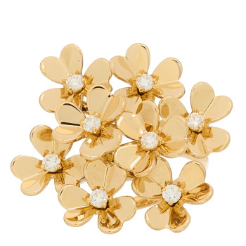 VAN CLEEF & ARPELS 18K Yellow Gold Diamond Frivole 8 Flowers Ring 55 7.25