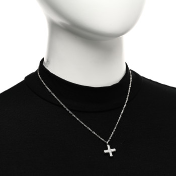 BULGARI 18K White Gold Diamond Cross Pendant Necklace BULGARI 18K White Gold Diamond Cross Pendant Necklace