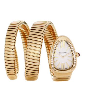 BULGARI 18K Yellow Gold Diamond Bezel 35mm Serpenti Double Spiral Quartz Watch BULGARI 18K Yellow Gold Diamond Bezel 35mm Serpenti Double Spiral Quartz Watch