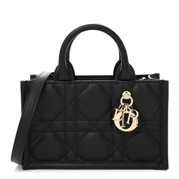 CHRISTIAN DIOR Calfksin Macrocannage Mini Book Tote Black