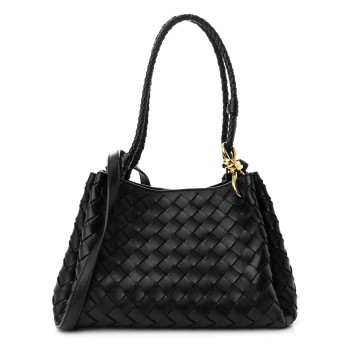 BOTTEGA VENETA Nappa Intrecciato Medium Parachute Shoulder Bag Black BOTTEGA VENETA Nappa Intrecciato Medium Parachute Shoulder Bag Black