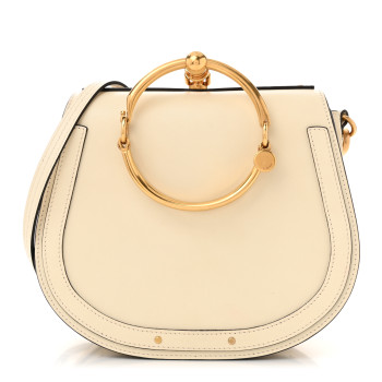 CHLOE Calfskin Suede Medium Nile Bracelet Bag Off White CHLOE Calfskin Suede Medium Nile Bracelet Bag Off White