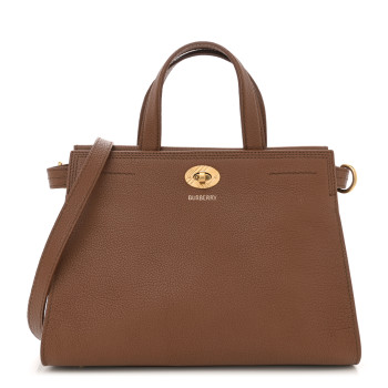BURBERRY Grainy Calfskin Nova Check Mini Cotswolds Tote Hazel