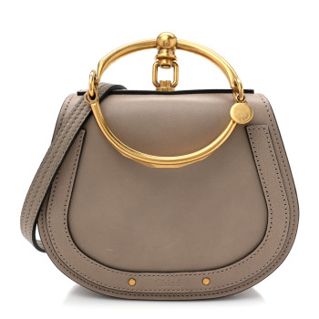 CHLOE Calfskin Suede Small Nile Bracelet Bag Motty Grey CHLOE Calfskin Suede Small Nile Bracelet Bag Motty Grey