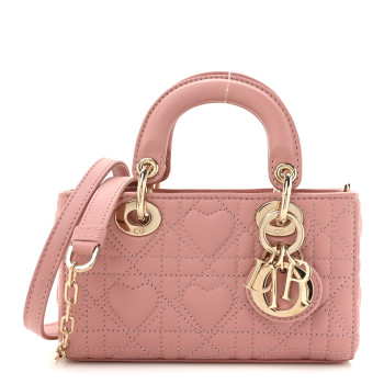 CHRISTIAN DIOR Lambskin Cannage Dioramour Micro Lady D-Joy Melacoton