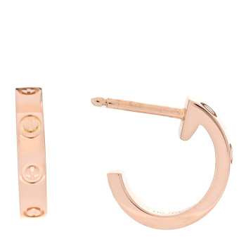 CARTIER 18K Pink Gold Small LOVE Hoop Earrings