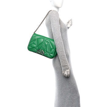 ALEXANDER MCQUEEN Lambskin Quilted Medium The Seal Chain Shoulder Bag Green ALEXANDER MCQUEEN Lambskin Quilted Medium The Seal Chain Shoulder Bag Green