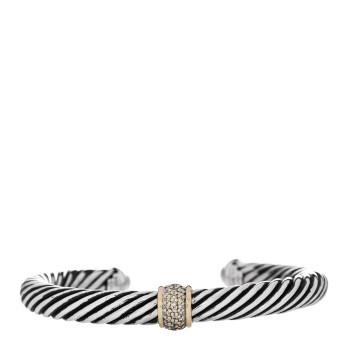 DAVID YURMAN Sterling Silver 18K Yellow Gold Diamond 7mm Cable Classics Station Bracelet DAVID YURMAN Sterling Silver 18K Yellow Gold Diamond 7mm Cable Classics Station Bracelet