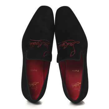 CHRISTIAN LOUBOUTIN Veau Velours Strass Mens Navy Dandelion Flat Loafers 42.5 Black Loubi CHRISTIAN LOUBOUTIN Veau Velours Strass Mens Navy Dandelion Flat Loafers 42.5 Black Loubi