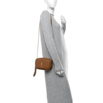 SAINT LAURENT Grain De Poudre Matelasse Monogram Mini Lou Camera Bag Dark Natural SAINT LAURENT Grain De Poudre Matelasse Monogram Mini Lou Camera Bag Dark Natural