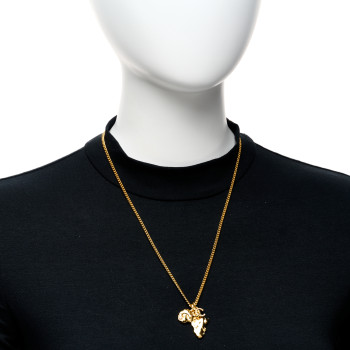 CHANEL Crystal Pearl CC Africa Pendant Necklace Gold White CHANEL Crystal Pearl CC Africa Pendant Necklace Gold White