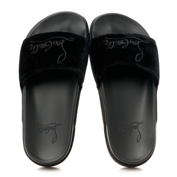 CHRISTIAN LOUBOUTIN Suede Womens Navy Pool Donna Flat Slide Sandals 37 Black CHRISTIAN LOUBOUTIN Suede Womens Navy Pool Donna Flat Slide Sandals 37 Black