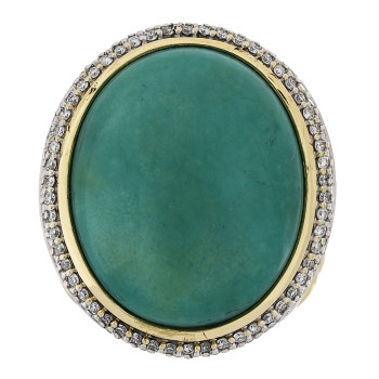 DAVID YURMAN 18K Yellow Gold Diamond Turquoise Albion Oval Ring 54 6.75 DAVID YURMAN 18K Yellow Gold Diamond Turquoise Albion Oval Ring 54 6.75