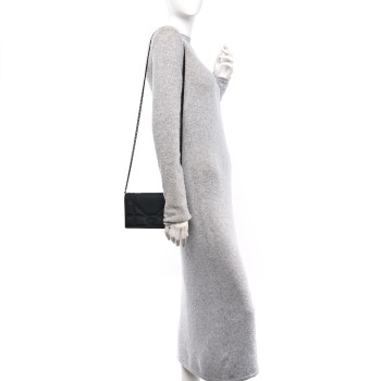 CHRISTIAN DIOR Ultra Matte Calfskin Diorama Wallet on Chain Pouch Black