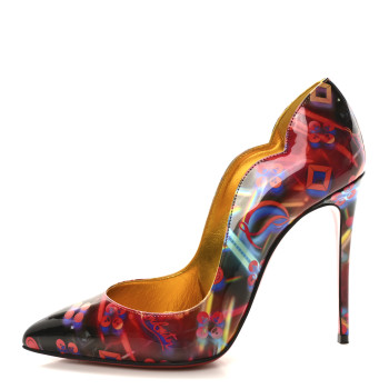 CHRISTIAN LOUBOUTIN Patent Discolaser Hot Chick 100 Pumps 37 Multicolor Lin Yellow CHRISTIAN LOUBOUTIN Patent Discolaser Hot Chick 100 Pumps 37 Multicolor Lin Yellow