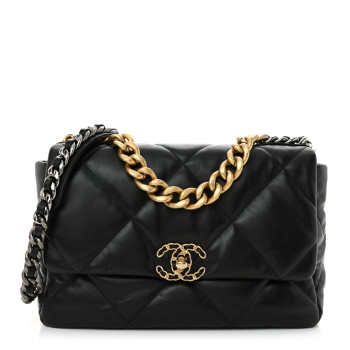 CHANEL Lambskin Quilted Large Chanel 19 Flap Black CHANEL Lambskin Quilted Large Chanel 19 Flap Black