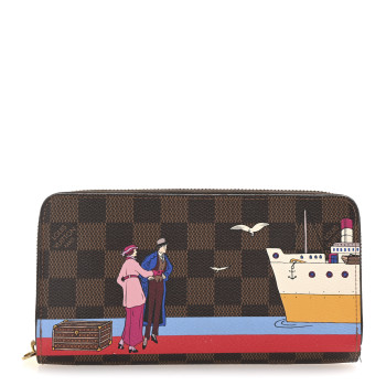 LOUIS VUITTON Damier Ebene 2016 Christmas Animation Zippy Wallet Rouge LOUIS VUITTON Damier Ebene 2016 Christmas Animation Zippy Wallet Rouge