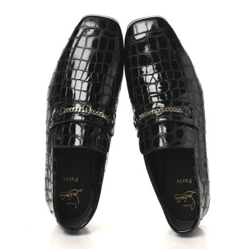 CHRISTIAN LOUBOUTIN Soft Calfskin Alligator Embossed Mens MJ Moc Loafers 42 Black CHRISTIAN LOUBOUTIN Soft Calfskin Alligator Embossed Mens MJ Moc Loafers 42 Black