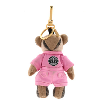 BURBERRY Cashmere Thomas Angel Jacket Teddy Bear Keychain Charm Pink