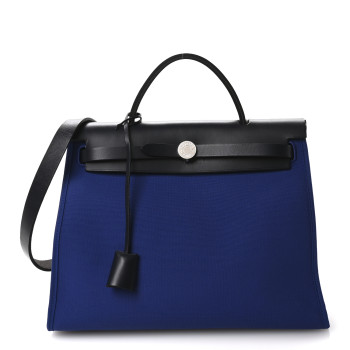 HERMES Vache Hunter Toile Militaire Herbag Zip 31 PM Bleu Electrique Bleu Indigo HERMES Vache Hunter Toile Militaire Herbag Zip 31 PM Bleu Electrique Bleu Indigo