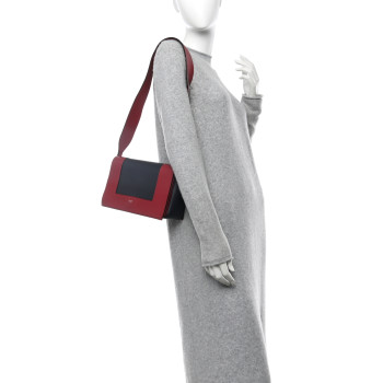 CELINE Shiny Smooth Calfskin Medium Frame Shoulder Bag Red Navy CELINE Shiny Smooth Calfskin Medium Frame Shoulder Bag Red Navy