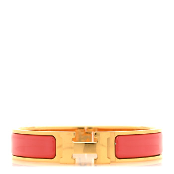 HERMES Enamel Narrow Clic Clac H Bracelet PM Rouge Corail HERMES Enamel Narrow Clic Clac H Bracelet PM Rouge Corail