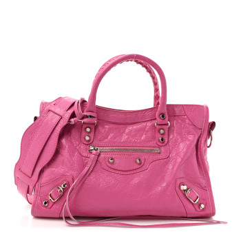 BALENCIAGA Agneau Classic Silver Hardware S City Flamingo
