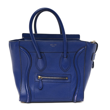 CELINE Drummed Calfskin Micro Luggage Indigo CELINE Drummed Calfskin Micro Luggage Indigo