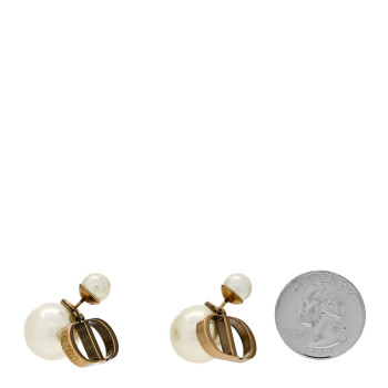 CHRISTIAN DIOR Metal Pearl Tribales Earrings Gold
