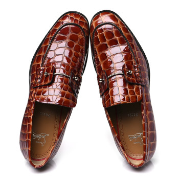 CHRISTIAN LOUBOUTIN Croc Calfskin Embossed Chambelimoc Loafers 43 Acajou CHRISTIAN LOUBOUTIN Croc Calfskin Embossed Chambelimoc Loafers 43 Acajou