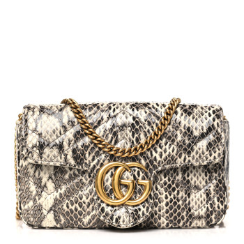 GUCCI Snakeskin Matelasse Super Mini GG Marmont Shoulder Bag Roccia
