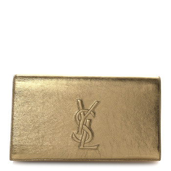 SAINT LAURENT Metallic Calfskin Monogram Large Belle De Jour Clutch Gold SAINT LAURENT Metallic Calfskin Monogram Large Belle De Jour Clutch Gold