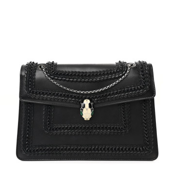 BULGARI Calfskin Plisse Serpenti Forever Crossbody Bag Black BULGARI Calfskin Plisse Serpenti Forever Crossbody Bag Black