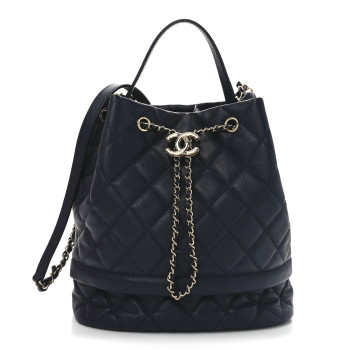 CHANEL Caviar Quilted Large Rolled Up Bucket Drawstring Bag Navy CHANEL Caviar Quilted Large Rolled Up Bucket Drawstring Bag Navy