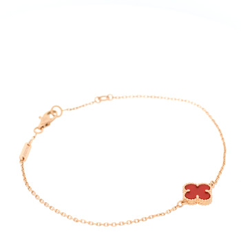 VAN CLEEF & ARPELS 18K Rose Gold Carnelian Sweet Alhambra Bracelet