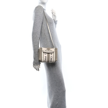 CHLOE Cotton Calfskin Nano Woody Ribbon Tote With Strap White CHLOE Cotton Calfskin Nano Woody Ribbon Tote With Strap White