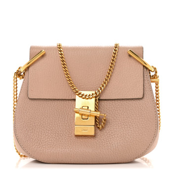 CHLOE Grained Lambskin Mini Drew Shoulder Bag Cement Pink CHLOE Grained Lambskin Mini Drew Shoulder Bag Cement Pink