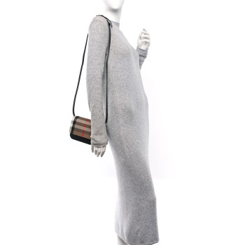 BURBERRY Grained Calfskin House Check Small Madison Shoulder Bag Black