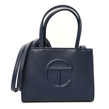 TELFAR Vegan Leather Small Shopping Bag Navy